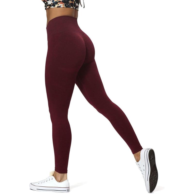 Aoxjox Scrunch Seamless Leggings for Women High Waisted Tummy Control 20 Smile Contour Workout Leggings Yoga Pants 24quotBlack Berry Marlscrunch