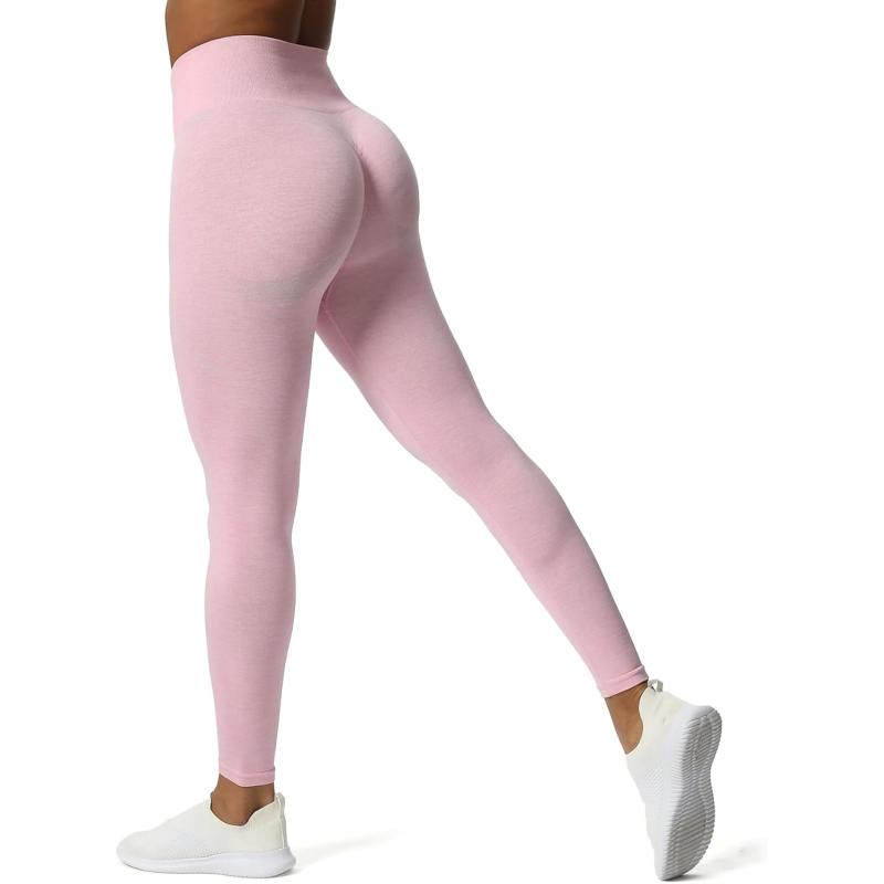 Aoxjox Scrunch Seamless Leggings for Women High Waisted Tummy Control 20 Smile Contour Workout Leggings Yoga Pants 24quotLilac Pink Marlscrunch