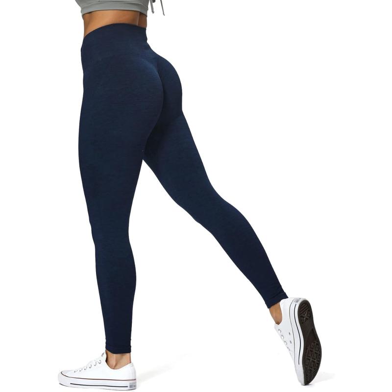 Aoxjox Scrunch Seamless Leggings for Women High Waisted Tummy Control 20 Smile Contour Workout Leggings Yoga Pants 24quotNavy Peony Marlscrunch