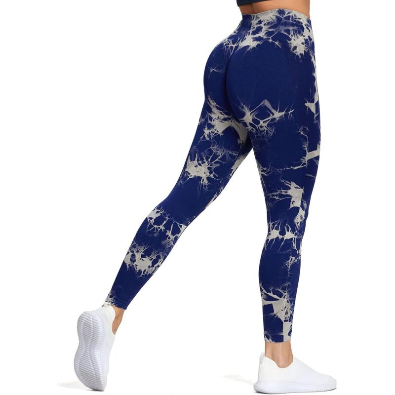 Aoxjox Seamless Scrunch Legging for Women Asset Tummy Control Workout Gym Fitness Sport Active Yoga Pants 22A Splashdye Blue