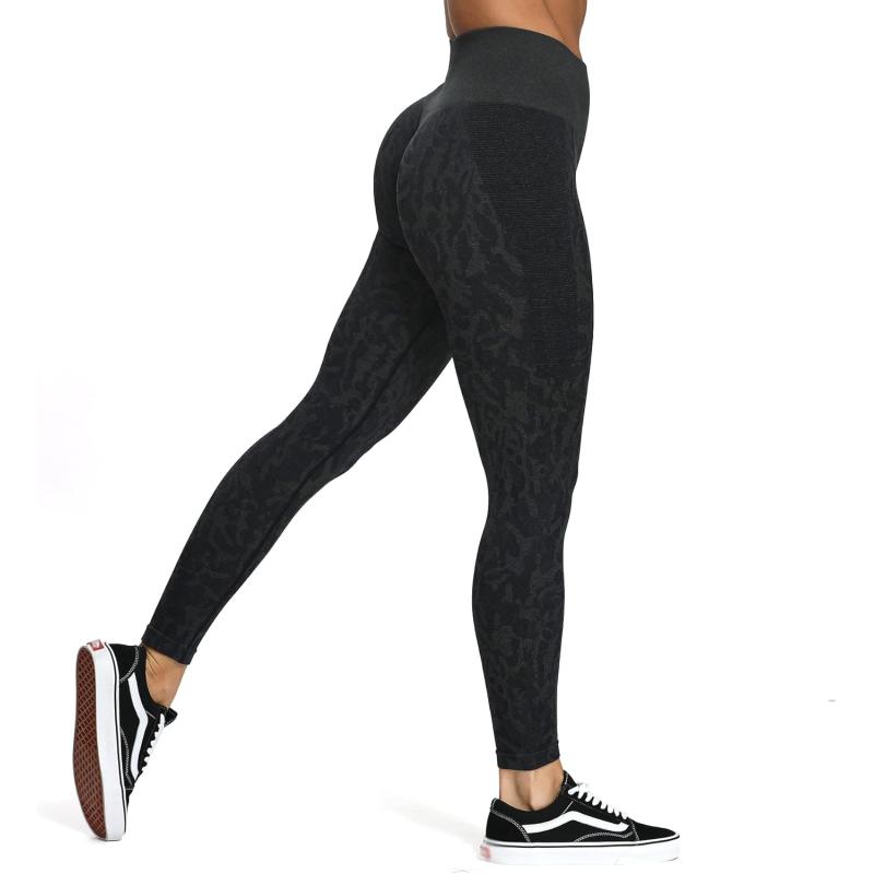 Aoxjox Seamless Scrunch Legging for Women Asset Tummy Control Workout Gym Fitness Sport Active Yoga Pants 22Black Butterfly Camo