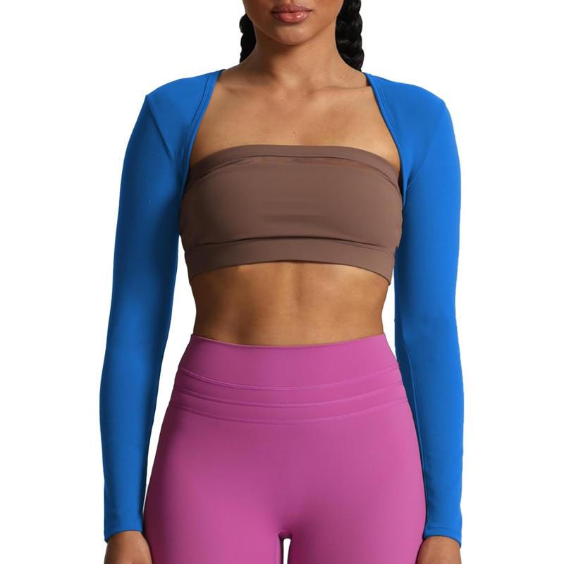 Aoxjox Womens Long Sleeve Open Front Bolero Shrug Crop Top CardiganDirectoire Blue