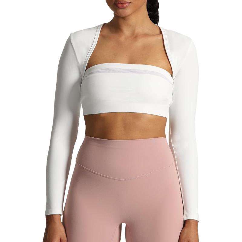 Aoxjox Womens Long Sleeve Open Front Bolero Shrug Crop Top CardiganWhite