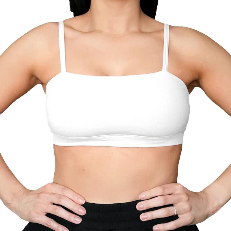 Aoxjox Womens Workout Bandeau Sports Bras Training Fitness Running Yoga Crop Tank Top1 White