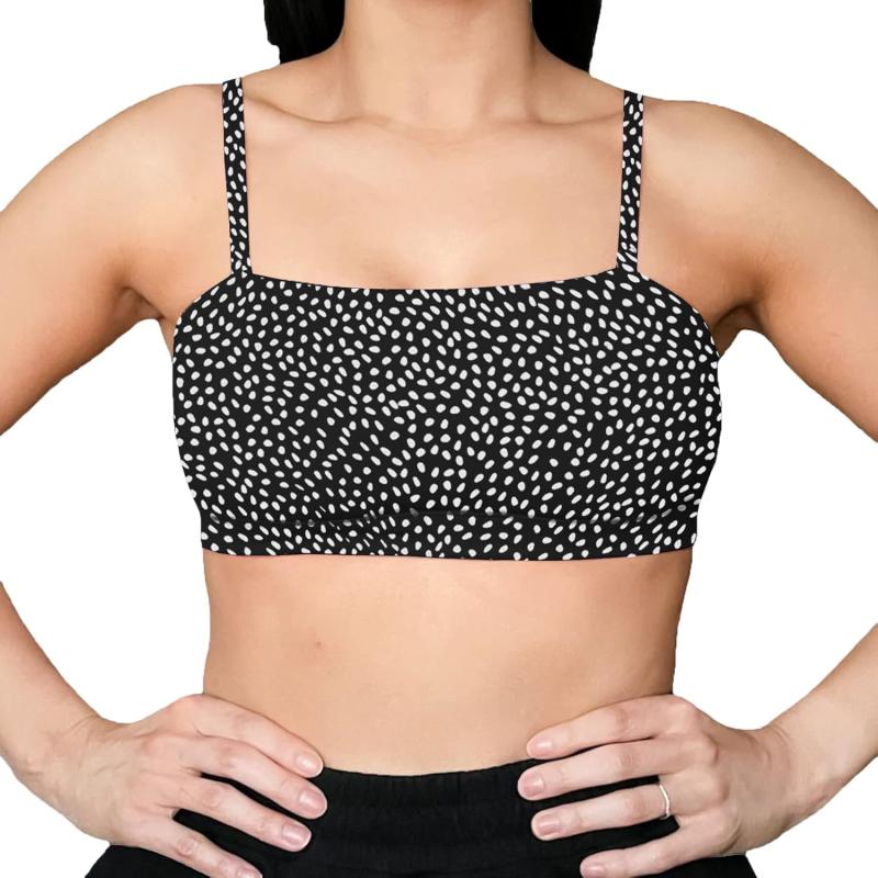 Aoxjox Womens Workout Bandeau Sports Bras Training Fitness Running Yoga Crop Tank Top2 Black Dot Print