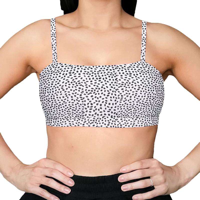 Aoxjox Womens Workout Bandeau Sports Bras Training Fitness Running Yoga Crop Tank Top2 White Dot Print