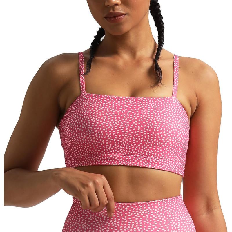 Aoxjox Womens Workout Bandeau Sports Bras Training Fitness Running Yoga Crop Tank TopCarmine Dot Print