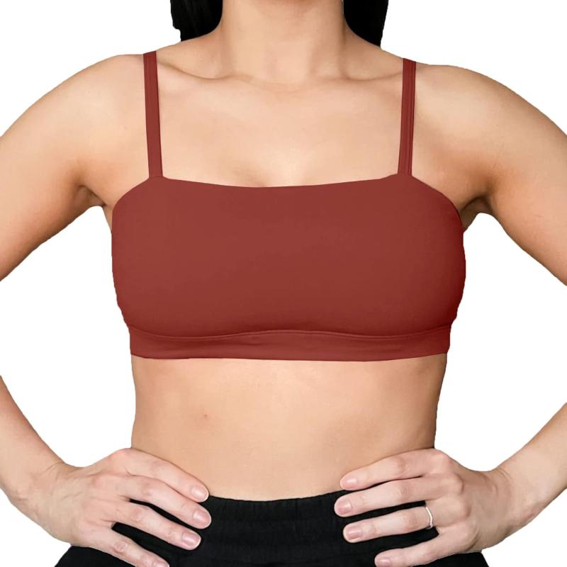 Aoxjox Womens Workout Bandeau Sports Bras Training Fitness Running Yoga Crop Tank TopCherry Mahogany