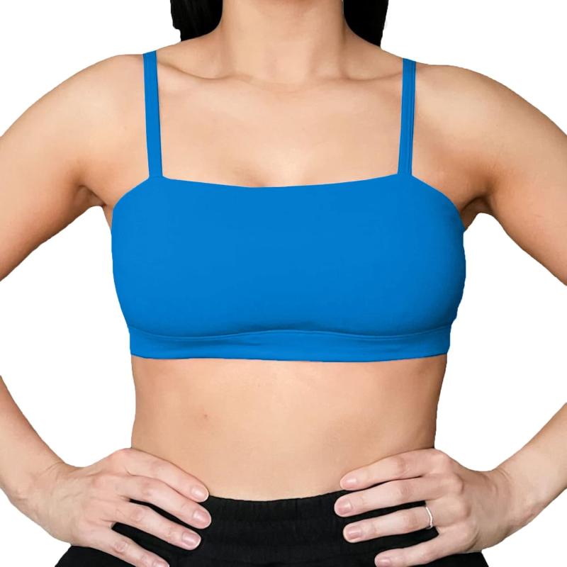 Aoxjox Womens Workout Bandeau Sports Bras Training Fitness Running Yoga Crop Tank TopDirectoire Blue