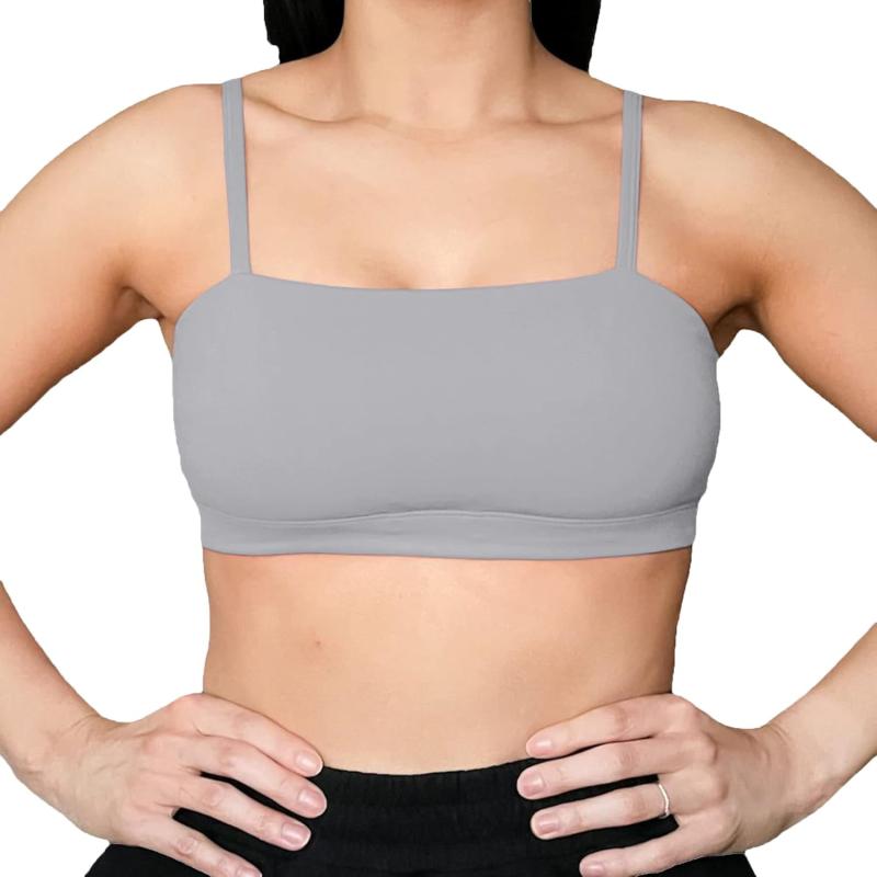 Aoxjox Womens Workout Bandeau Sports Bras Training Fitness Running Yoga Crop Tank TopGrey