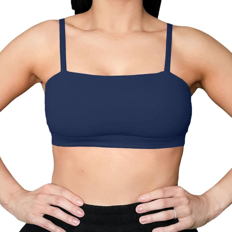 Aoxjox Womens Workout Bandeau Sports Bras Training Fitness Running Yoga Crop Tank TopNavy