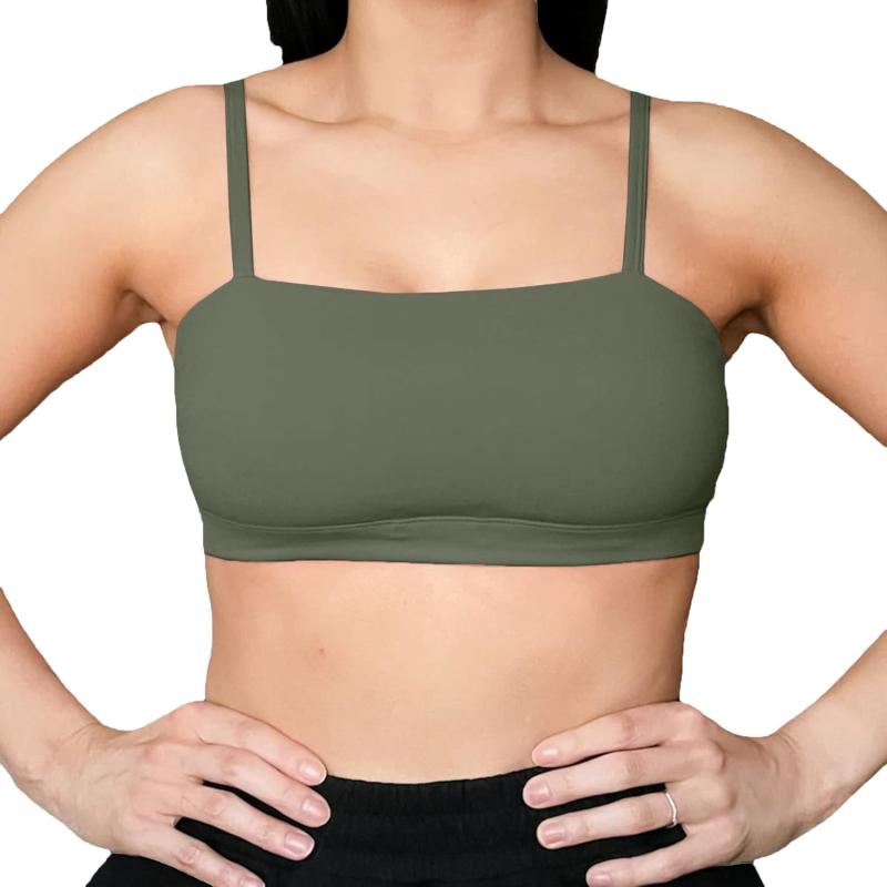 Aoxjox Womens Workout Bandeau Sports Bras Training Fitness Running Yoga Crop Tank TopOlive Green