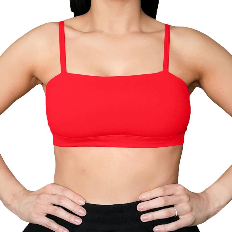 Aoxjox Womens Workout Bandeau Sports Bras Training Fitness Running Yoga Crop Tank TopRacing Red
