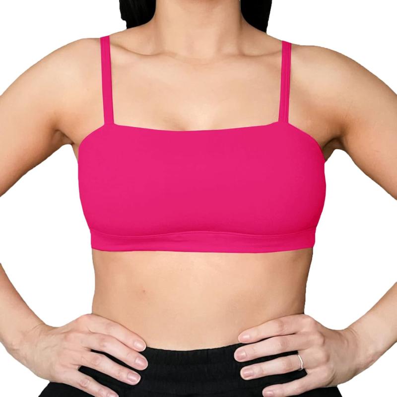 Aoxjox Womens Workout Bandeau Sports Bras Training Fitness Running Yoga Crop Tank TopRose Red