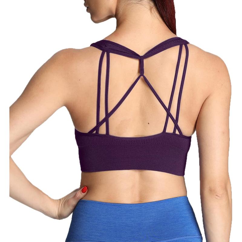 Aoxjox Womens Workout Ribbed Seamless Sports Bras Fitness Running Yoga Crop Tank TopCocoa