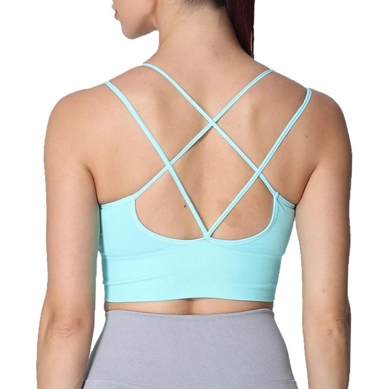 Aoxjox Womens Workout Ribbed Seamless Sports Bras Fitness Running Yoga Crop Tank TopD Mint