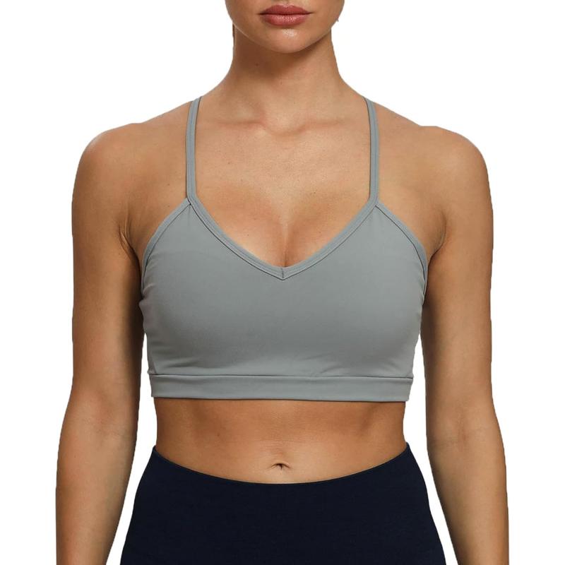 Aoxjox Womens Workout Sports Bras Fitness Backless Padded Cassie Convertible Strappy Bra Yoga Crop Tank TopGrey