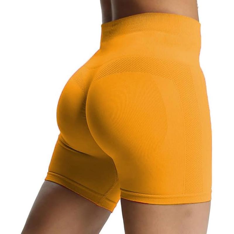 Aoxjox Workout Seamless Biker Shorts for Women High Waisted Exercise Athletic Gym Fitness Yoga Contour Sculpt Shorts 6quotCadmium Yellow