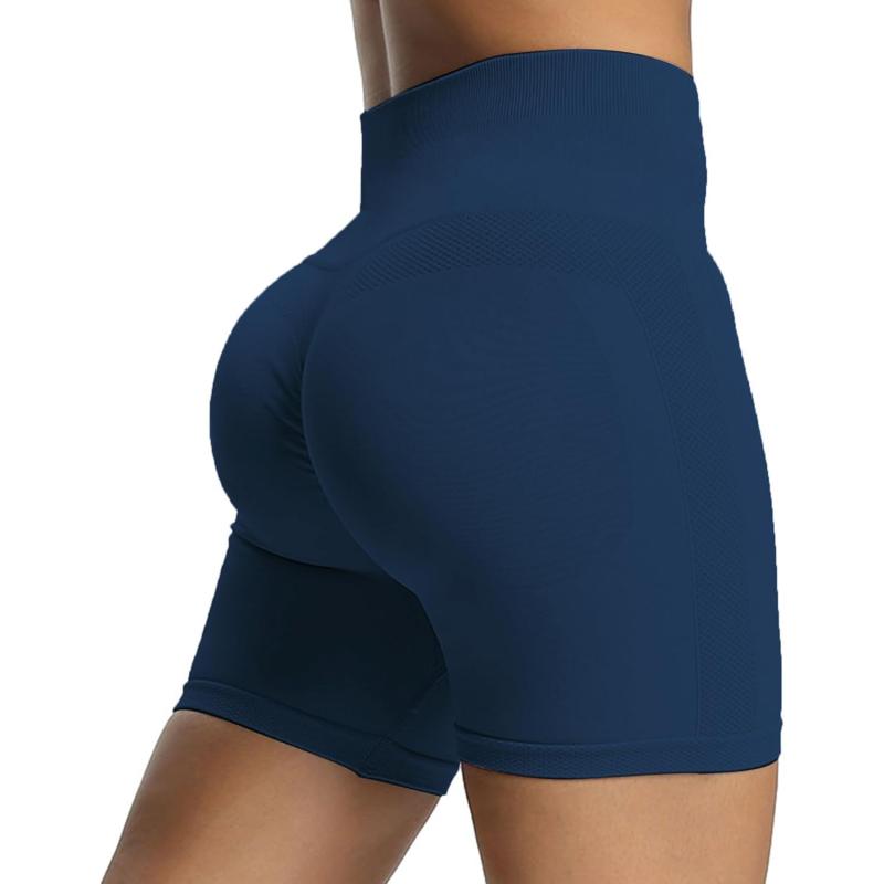 Aoxjox Workout Seamless Biker Shorts for Women High Waisted Exercise Athletic Gym Fitness Yoga Contour Sculpt Shorts 6quotEstate Blue