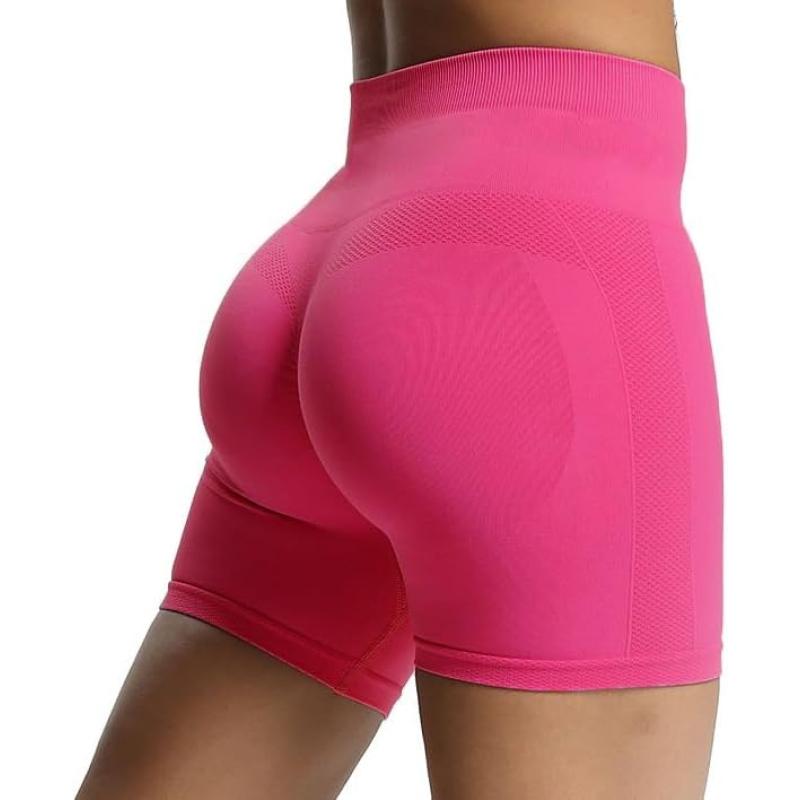 Aoxjox Workout Seamless Biker Shorts for Women High Waisted Exercise Athletic Gym Fitness Yoga Contour Sculpt Shorts 6quotMagenta