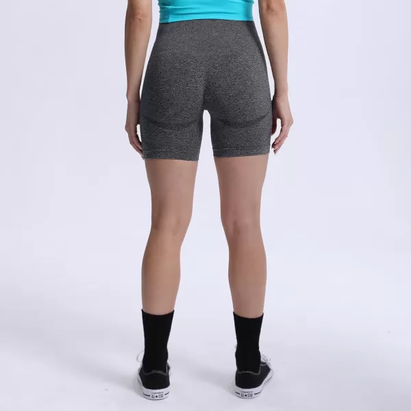 Aoxjox Contour Seamless Shorts for Women High Waist Workout Shorts Gym Biker Shorts Booty Running Yoga Shorts 5quotA Black Speckled Marl