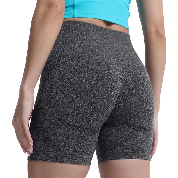 Aoxjox Contour Seamless Shorts for Women High Waist Workout Shorts Gym Biker Shorts Booty Running Yoga Shorts 5quotA Black Speckled Marl