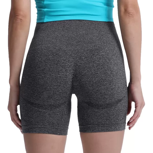 Aoxjox Contour Seamless Shorts for Women High Waist Workout Shorts Gym Biker Shorts Booty Running Yoga Shorts 5quotA Black Speckled Marl