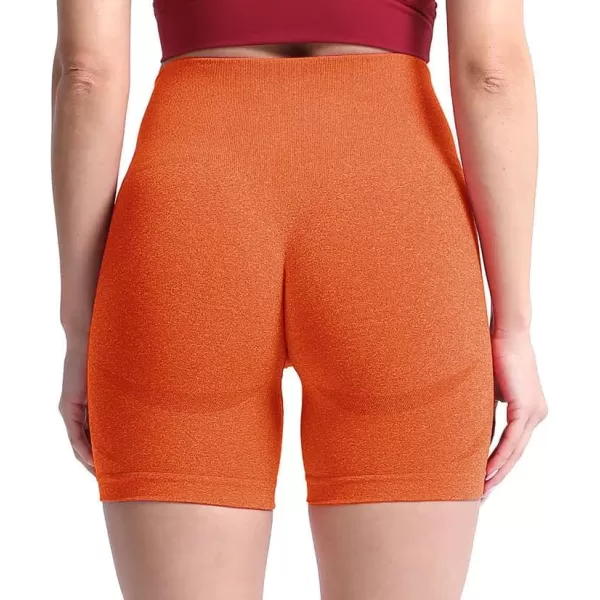 Aoxjox Contour Seamless Shorts for Women High Waist Workout Shorts Gym Biker Shorts Booty Running Yoga Shorts 5quotA Burnt Orange Marl Not Squat Proof But Cute