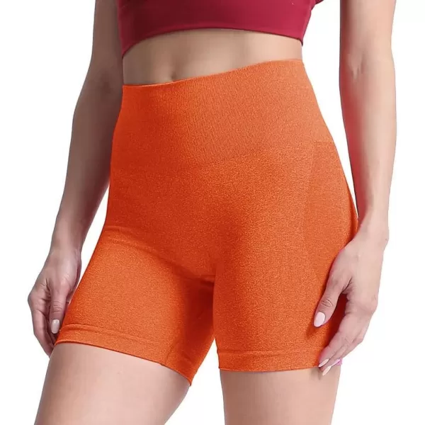 Aoxjox Contour Seamless Shorts for Women High Waist Workout Shorts Gym Biker Shorts Booty Running Yoga Shorts 5quotA Burnt Orange Marl Not Squat Proof But Cute