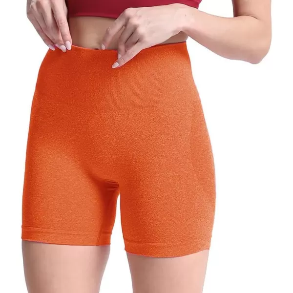 Aoxjox Contour Seamless Shorts for Women High Waist Workout Shorts Gym Biker Shorts Booty Running Yoga Shorts 5quotA Burnt Orange Marl Not Squat Proof But Cute
