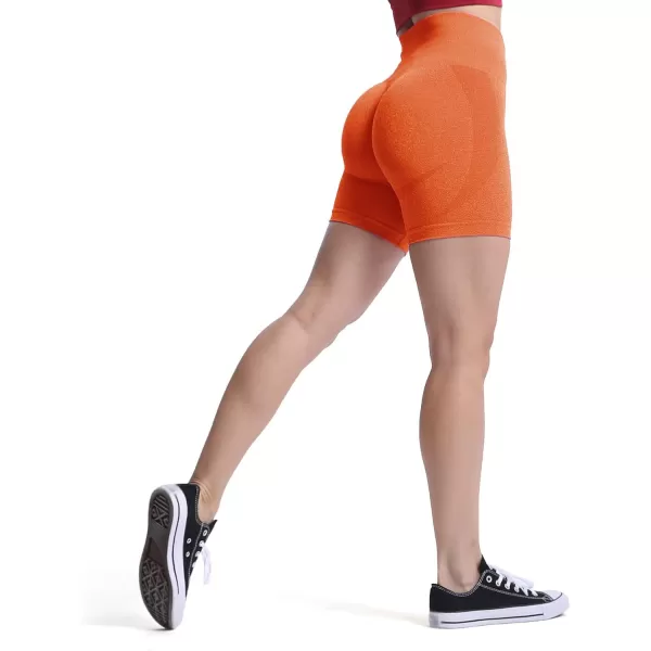 Aoxjox Contour Seamless Shorts for Women High Waist Workout Shorts Gym Biker Shorts Booty Running Yoga Shorts 5quotA Burnt Orange Marl Not Squat Proof But Cute