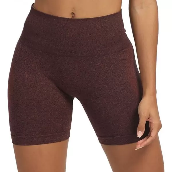 Aoxjox Contour Seamless Shorts for Women High Waist Workout Shorts Gym Biker Shorts Booty Running Yoga Shorts 5quotA Cherry Brown Marl