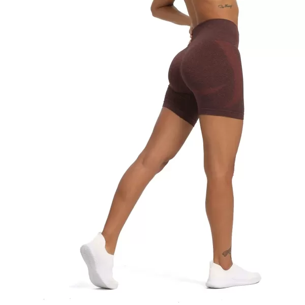 Aoxjox Contour Seamless Shorts for Women High Waist Workout Shorts Gym Biker Shorts Booty Running Yoga Shorts 5quotA Cherry Brown Marl