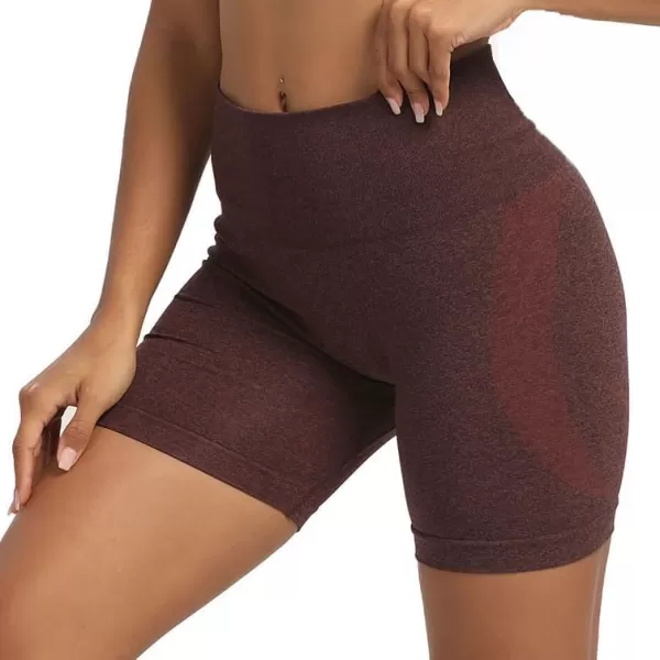 Aoxjox Contour Seamless Shorts for Women High Waist Workout Shorts Gym Biker Shorts Booty Running Yoga Shorts 5quotA Cherry Brown Marl
