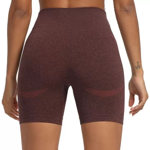 Aoxjox Contour Seamless Shorts for Women High Waist Workout Shorts Gym Biker Shorts Booty Running Yoga Shorts 5quotA Cherry Brown Marl