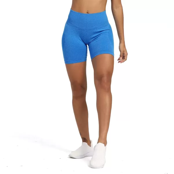 Aoxjox Contour Seamless Shorts for Women High Waist Workout Shorts Gym Biker Shorts Booty Running Yoga Shorts 5quotA Directoire Blue Marl