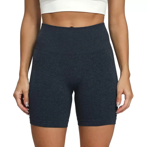 Aoxjox Contour Seamless Shorts for Women High Waist Workout Shorts Gym Biker Shorts Booty Running Yoga Shorts 5quotA Navy Marl