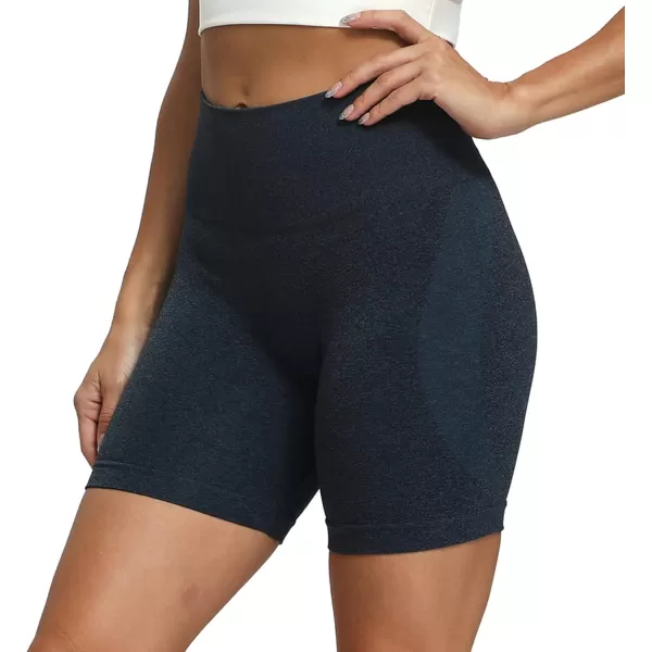 Aoxjox Contour Seamless Shorts for Women High Waist Workout Shorts Gym Biker Shorts Booty Running Yoga Shorts 5quotA Navy Marl