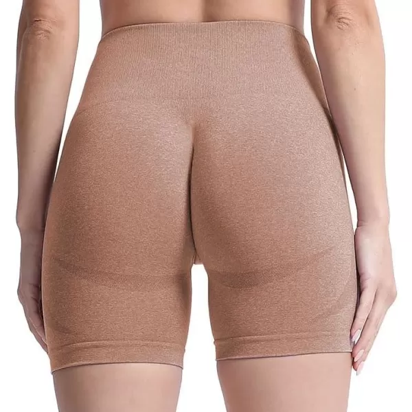 Aoxjox Contour Seamless Shorts for Women High Waist Workout Shorts Gym Biker Shorts Booty Running Yoga Shorts 5quotBeaver Marl
