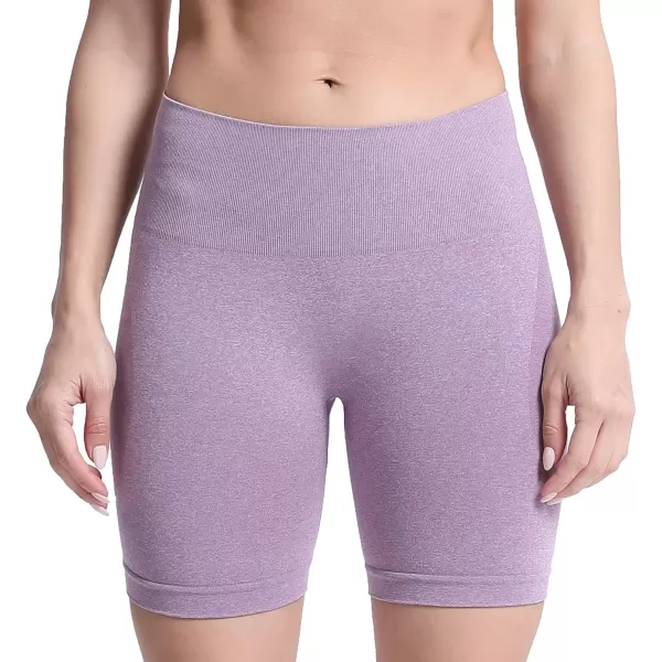 Aoxjox Contour Seamless Shorts for Women High Waist Workout Shorts Gym Biker Shorts Booty Running Yoga Shorts 5quotBerry Conserve Marl