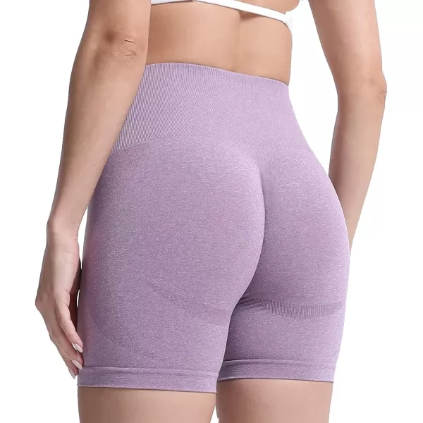 Aoxjox Contour Seamless Shorts for Women High Waist Workout Shorts Gym Biker Shorts Booty Running Yoga Shorts 5quotBerry Conserve Marl