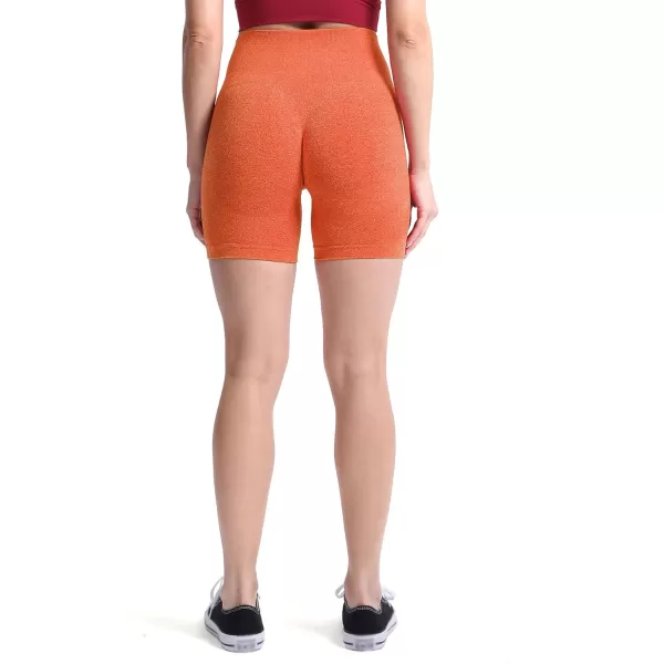 Aoxjox Contour Seamless Shorts for Women High Waist Workout Shorts Gym Biker Shorts Booty Running Yoga Shorts 5quotBurnt Orange Marl  Pro Shorts Not Squat Proof But Cute