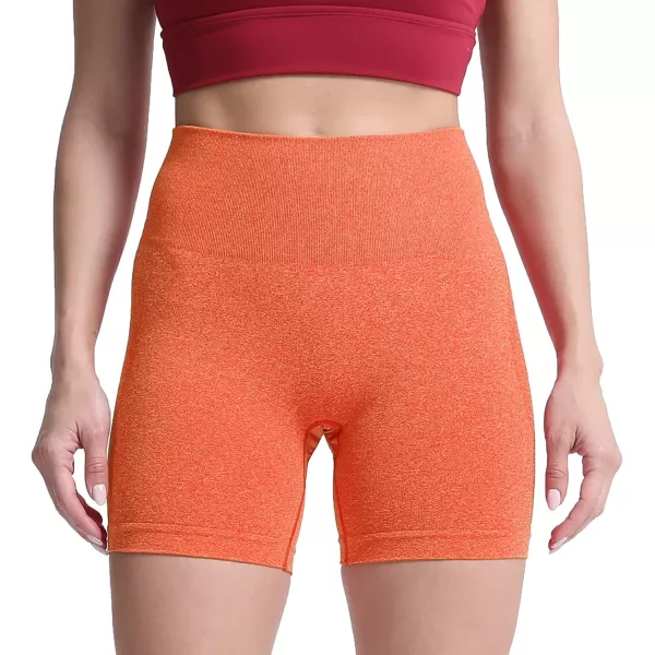 Aoxjox Contour Seamless Shorts for Women High Waist Workout Shorts Gym Biker Shorts Booty Running Yoga Shorts 5quotBurnt Orange Marl  Pro Shorts Not Squat Proof But Cute