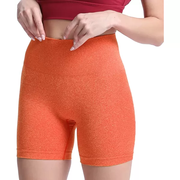 Aoxjox Contour Seamless Shorts for Women High Waist Workout Shorts Gym Biker Shorts Booty Running Yoga Shorts 5quotBurnt Orange Marl  Pro Shorts Not Squat Proof But Cute