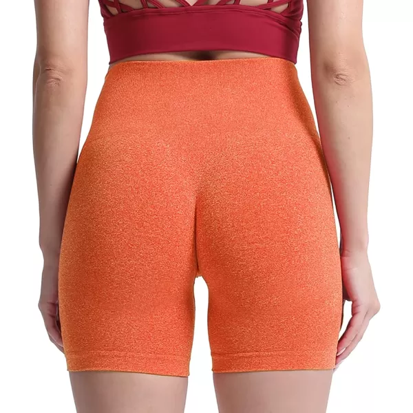 Aoxjox Contour Seamless Shorts for Women High Waist Workout Shorts Gym Biker Shorts Booty Running Yoga Shorts 5quotBurnt Orange Marl  Pro Shorts Not Squat Proof But Cute