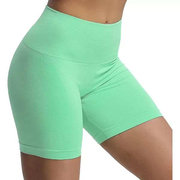 Aoxjox Contour Seamless Shorts for Women High Waist Workout Shorts Gym Biker Shorts Booty Running Yoga Shorts 5quotCabbage Green Marl Not Squat Proof But Cute