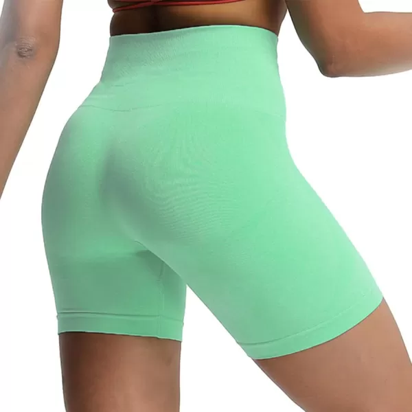 Aoxjox Contour Seamless Shorts for Women High Waist Workout Shorts Gym Biker Shorts Booty Running Yoga Shorts 5quotCabbage Green Marl Not Squat Proof But Cute