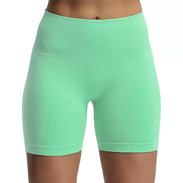 Aoxjox Contour Seamless Shorts for Women High Waist Workout Shorts Gym Biker Shorts Booty Running Yoga Shorts 5quotCabbage Green Marl Not Squat Proof But Cute
