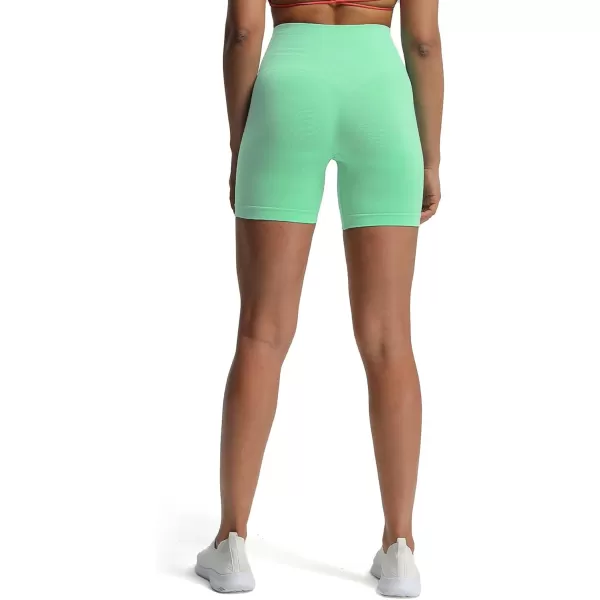 Aoxjox Contour Seamless Shorts for Women High Waist Workout Shorts Gym Biker Shorts Booty Running Yoga Shorts 5quotCabbage Green Marl Not Squat Proof But Cute