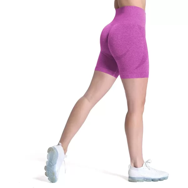 Aoxjox Contour Seamless Shorts for Women High Waist Workout Shorts Gym Biker Shorts Booty Running Yoga Shorts 5quotCattleya Purple Marl